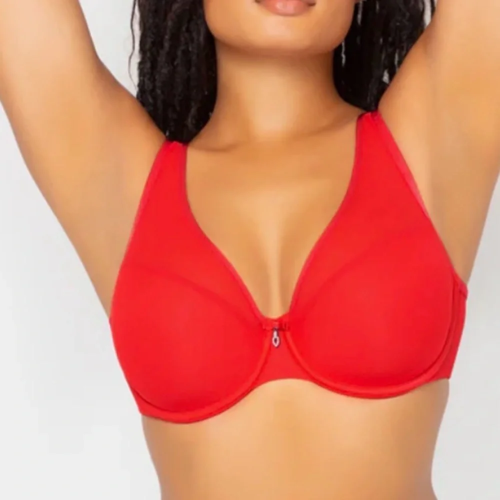 Curvy Couture Sheer Mesh Push Up Bra - Picture 4 of 11
